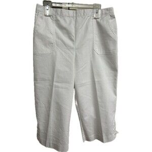 Alfred Dunner Women's Capri Pants‎ Casual Pull On White Pockets Buttons Size 14